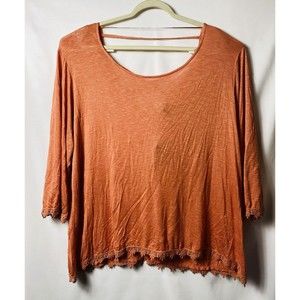 Bobeau Women Plus  Blouse Size 1X Orange With Crochet Lace NWT